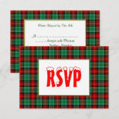 Rood Groen Vakantie Plaid Aangepaste Vakantie RSVP (Voorkant / Achterkant)