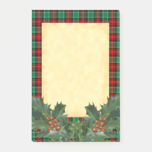 Rood Groen Vakantie Plaid Patroon met Holly Sticki Post-it® Notes