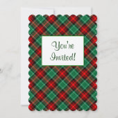 Rood Groen Vakantie Retro Plaid Aangepaste Uitnodi Kaart (Voorkant)