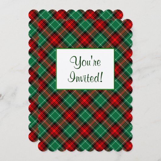 Rood Groen Vakantie Retro Plaid Aangepaste Uitnodi Kaart (Voorkant / Achterkant)