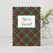 Rood Groen Vakantie Retro Plaid Aangepaste Uitnodi Kaart (Staand voorkant)