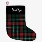 Rood & Groen Vakantie Tartan Gepersonaliseerd Kleine Kerstsok (Voorkant)
