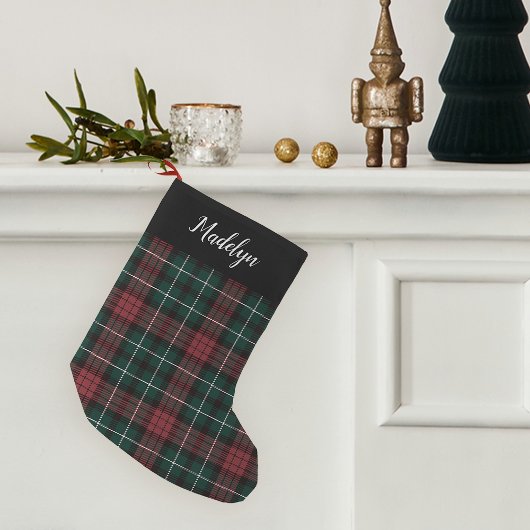 Rood & Groen Vakantie Tartan Gepersonaliseerd Kleine Kerstsok