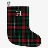 Rood & Groen Vakantie Tartan Monogram Kleine Kerstsok (Voorkant)
