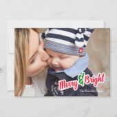 Rood Groen Vrolijk & Helder Foto Kerstmis Kaart (Voorkant)