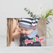 Rood Groen Vrolijk & Helder Foto Kerstmis Kaart (Staand voorkant)