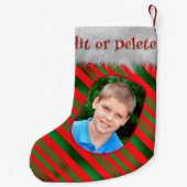 Rood Groen Vrolijk Kerstfeest Feestelijke Fotonaam Kleine Kerstsok (Achterkant)