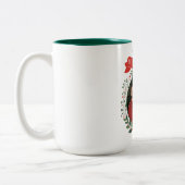 Rood & Groen Vrolijk Kerstfeest met Vrolijke Famil Tweekleurige Koffiemok (Links)