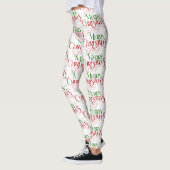 Rood & Groen Vrolijk Kerstfeest Retro Typografie Leggings (Links)
