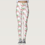 Rood & Groen Vrolijk Kerstfeest Retro Typografie Leggings (Voorkant)