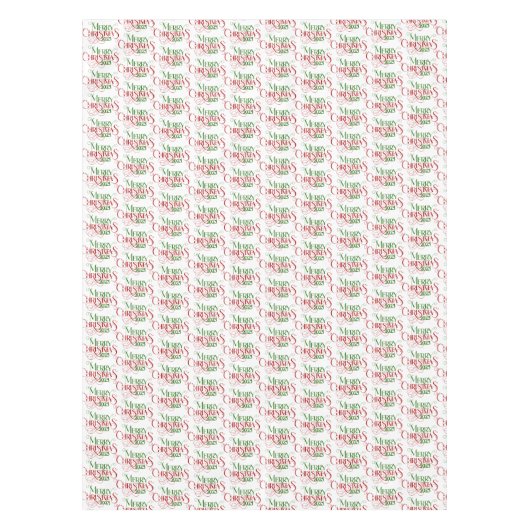 Rood & Groen Vrolijk Kerstfeest Retro Typografie Tafelkleed (Voorkant)