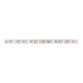 Rood Groen Vrolijk Kerstfeest Satijnen Lint (Voorkant)