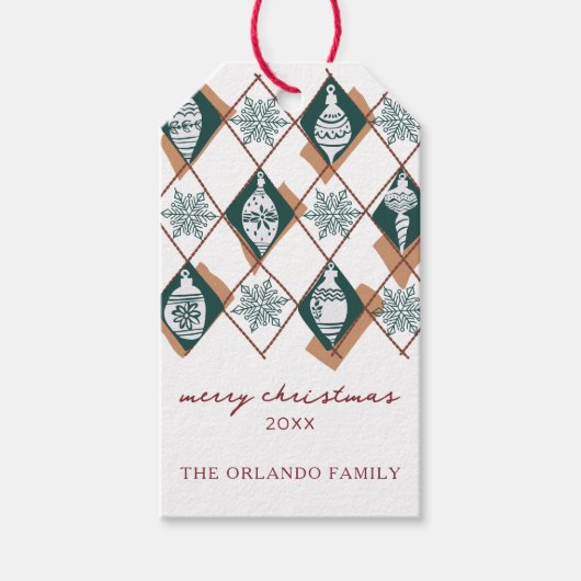 Rood Groen Vrolijk Kerstfeest Typografie Holiday Cadeaulabel (Voorkant)