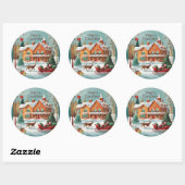 Rood groen vrolijk kerstfeest winters decor ronde sticker (Vel)