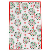 Rood Groen Vrolijk Kerstkrans Medium Gift Bag Medium Cadeauzakje (Achterkant)
