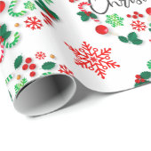 Rood Groen Vrolijk Kerstmis Krans Wrapping Papier (Rol Hoek)