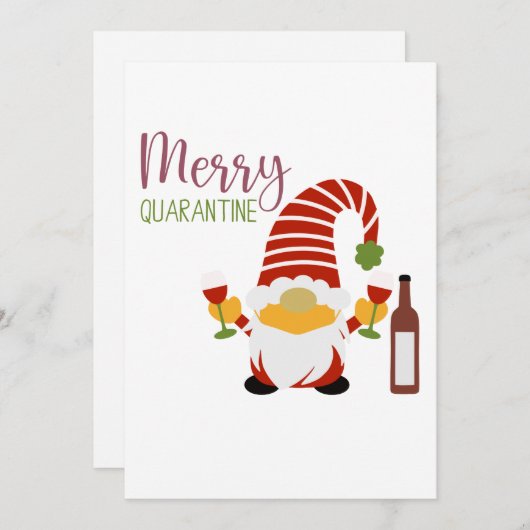Rood Groen Vrolijk Quarantaine Kerstmis Gnome Feestdagenkaart (Voorkant / Achterkant)