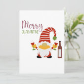 Rood Groen Vrolijk Quarantaine Kerstmis Gnome Feestdagenkaart (Staand voorkant)
