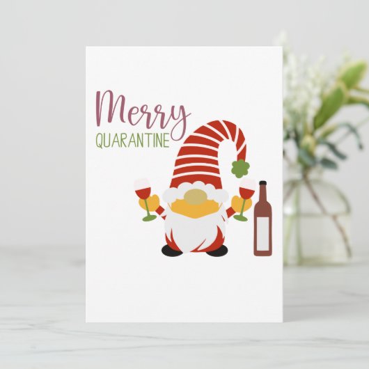 Rood Groen Vrolijk Quarantaine Kerstmis Gnome Feestdagenkaart (Staand voorkant)