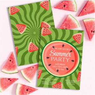Rood Groen Watermeloen zomerfeest Kaart