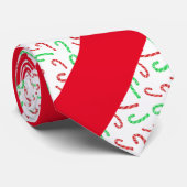 Rood & Groen Waterverf Candy Cane Striped Pattern Stropdas (Opgerold)