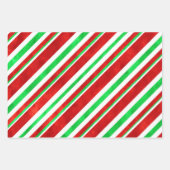 Rood Groen Waterverf Candy Cane Stripes Inpakpapier Vel (Voorkant 3)