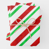 Rood Groen Waterverf Candy Cane Stripes Inpakpapier Vel (In situ)