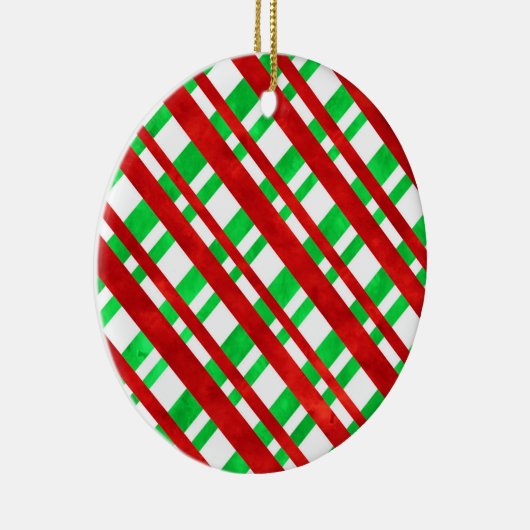 Rood groen Waterverf Diagonaal Speld Sierkussen Keramisch Ornament (Rechts)