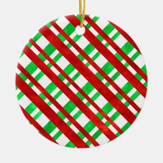 Rood groen Waterverf Diagonaal Speld Sierkussen Keramisch Ornament (Voorkant)