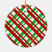 Rood groen Waterverf Diagonaal Speld Sierkussen Keramisch Ornament (Achterkant)