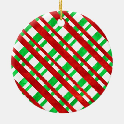 Rood groen Waterverf Diagonaal Speld Sierkussen Keramisch Ornament (Achterkant)