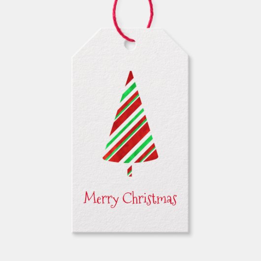 Rood Groen Waterverf Gestreepte Boom Cadeau Labels Cadeaulabel (Voorkant)