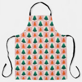 Rood Groen waterverf Kerstboom patroon Schort (Voorkant)