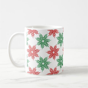 Rood & Groen Waterverf Sneeuwvlok Patroon 2 Koffiemok
