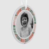 Rood Groen Waterverf Strepen Patroon Eén Foto Ornament (voorkant)