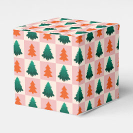 Rood Groen waterverf Vrolijk kerstboompatroon Bedankdoosjes