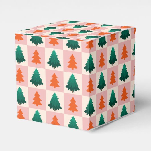 Rood Groen waterverf Vrolijk kerstboompatroon Bedankdoosjes (Voorkant Zijde)