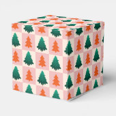 Rood Groen waterverf Vrolijk kerstboompatroon Bedankdoosjes (Achterkant)