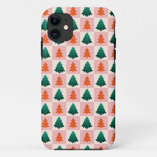 Rood Groen waterverf Vrolijk kerstboompatroon Case-Mate iPhone Case (Achterkant)