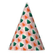 Rood Groen waterverf Vrolijk kerstboompatroon Feesthoedjes (Links)