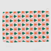 Rood Groen waterverf Vrolijk kerstboompatroon Golfhanddoek (Horizontaal)