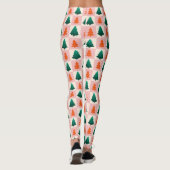 Rood Groen waterverf Vrolijk kerstboompatroon Leggings (Achterkant)