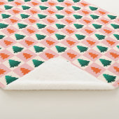 Rood Groen waterverf Vrolijk kerstboompatroon Sherpa Deken (3/4)