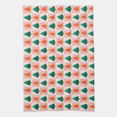 Rood Groen waterverf Vrolijk kerstboompatroon Theedoek (Verticaal)
