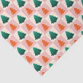 Rood Groen waterverf Vrolijk kerstboompatroon Tissuepapier (Detail)