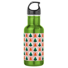 Rood Groen waterverf Vrolijk kerstboompatroon Waterfles