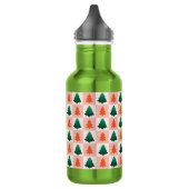 Rood Groen waterverf Vrolijk kerstboompatroon Waterfles (Links)