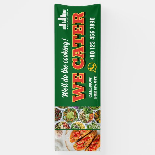 Rood Groen We Cater Catering Promo Logo Foto Spandoek (Verticaal)