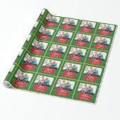 Rood & Groen wervelpatroon Foto Kerstmis Cadeaupapier (Uitgerold)