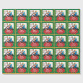 Rood & Groen wervelpatroon Foto Kerstmis Cadeaupapier (Vlak)